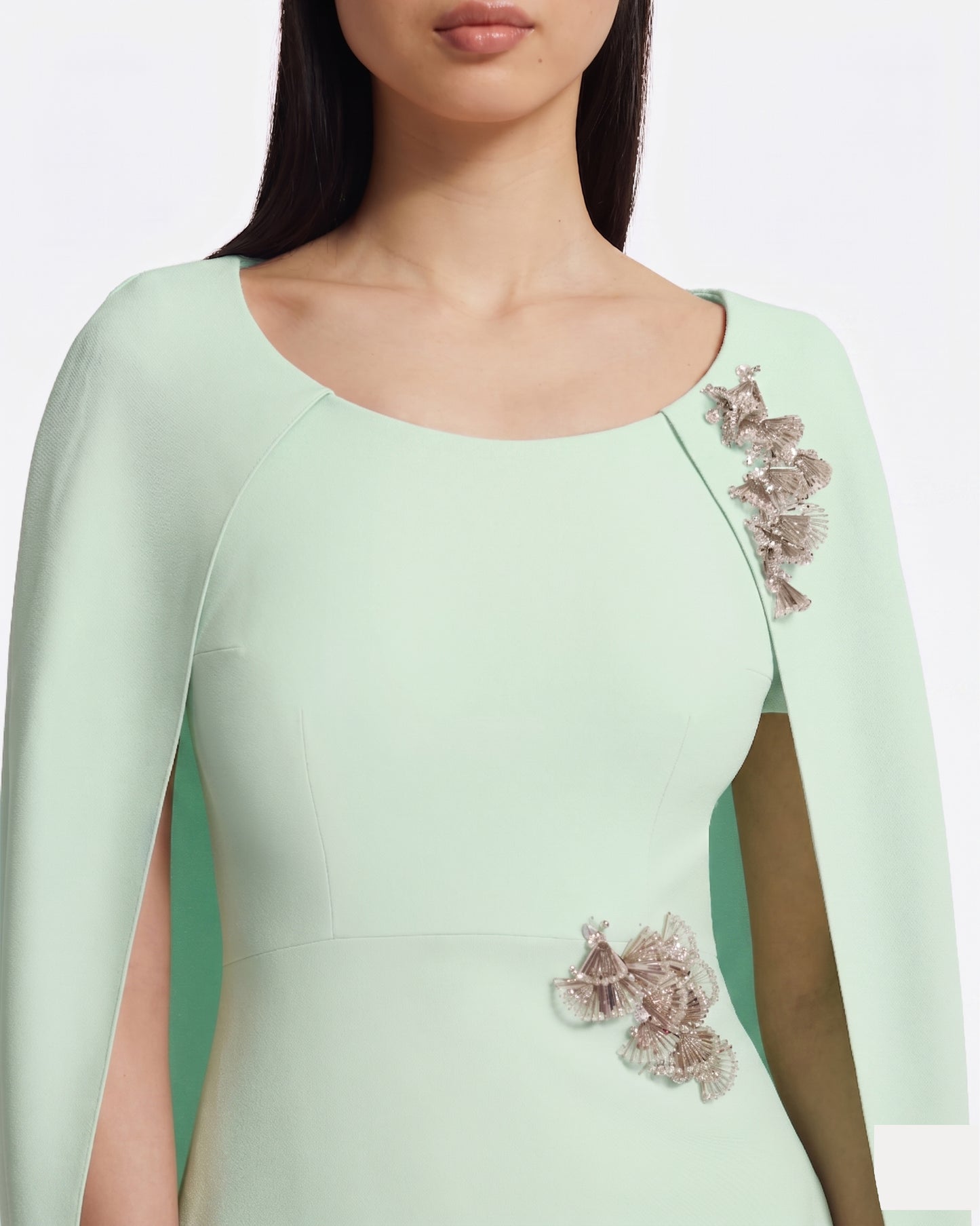 Yuna Long Dress in Sea Glass with Silver