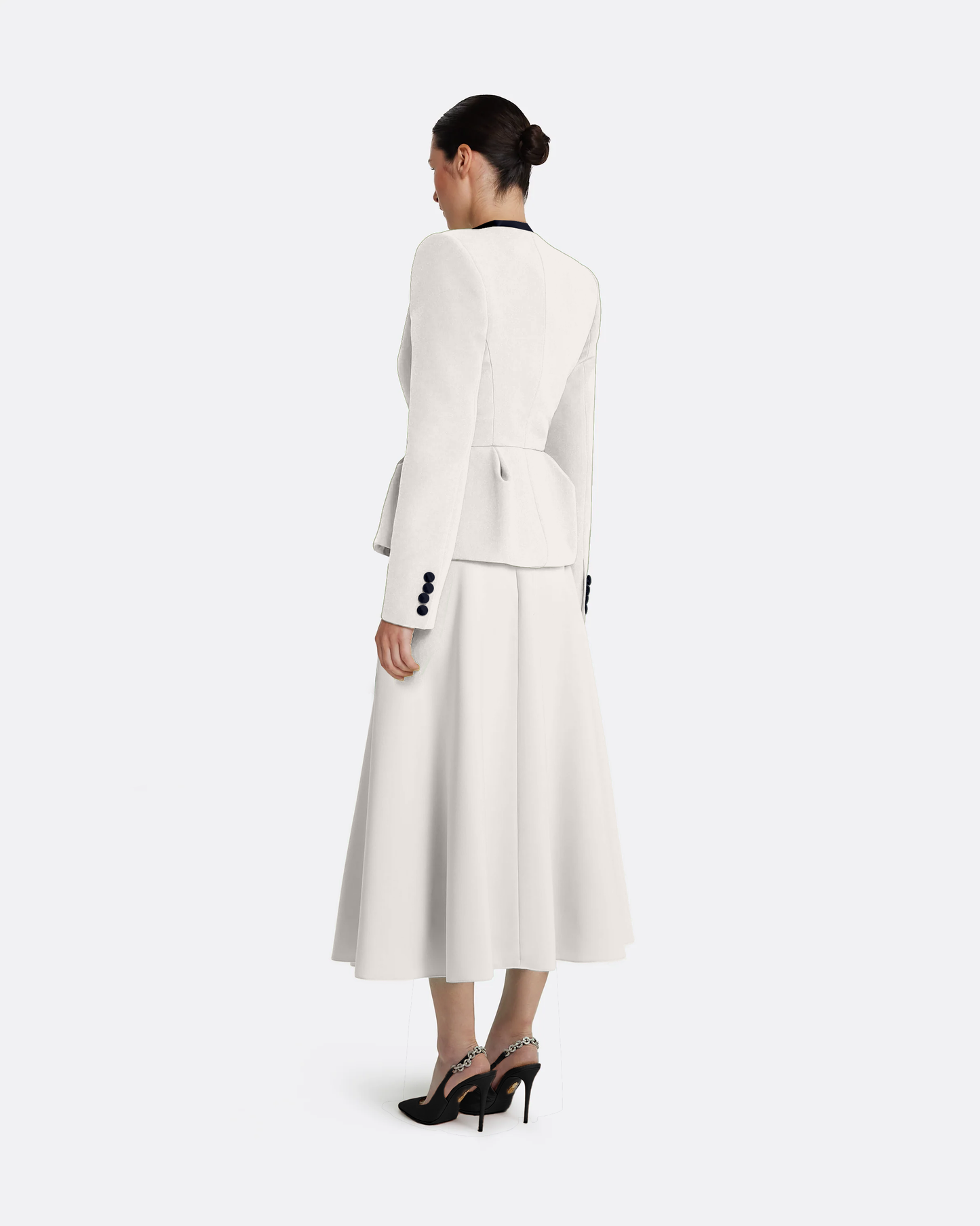 Primrose Jacket in Ivory with Ink Blue