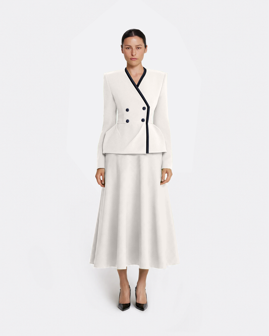 Primrose Jacket in Ivory with Ink Blue