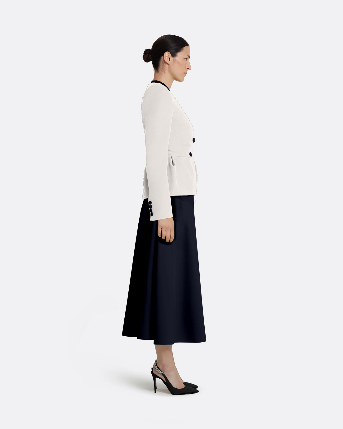 Primrose Jacket in Ivory with Ink Blue