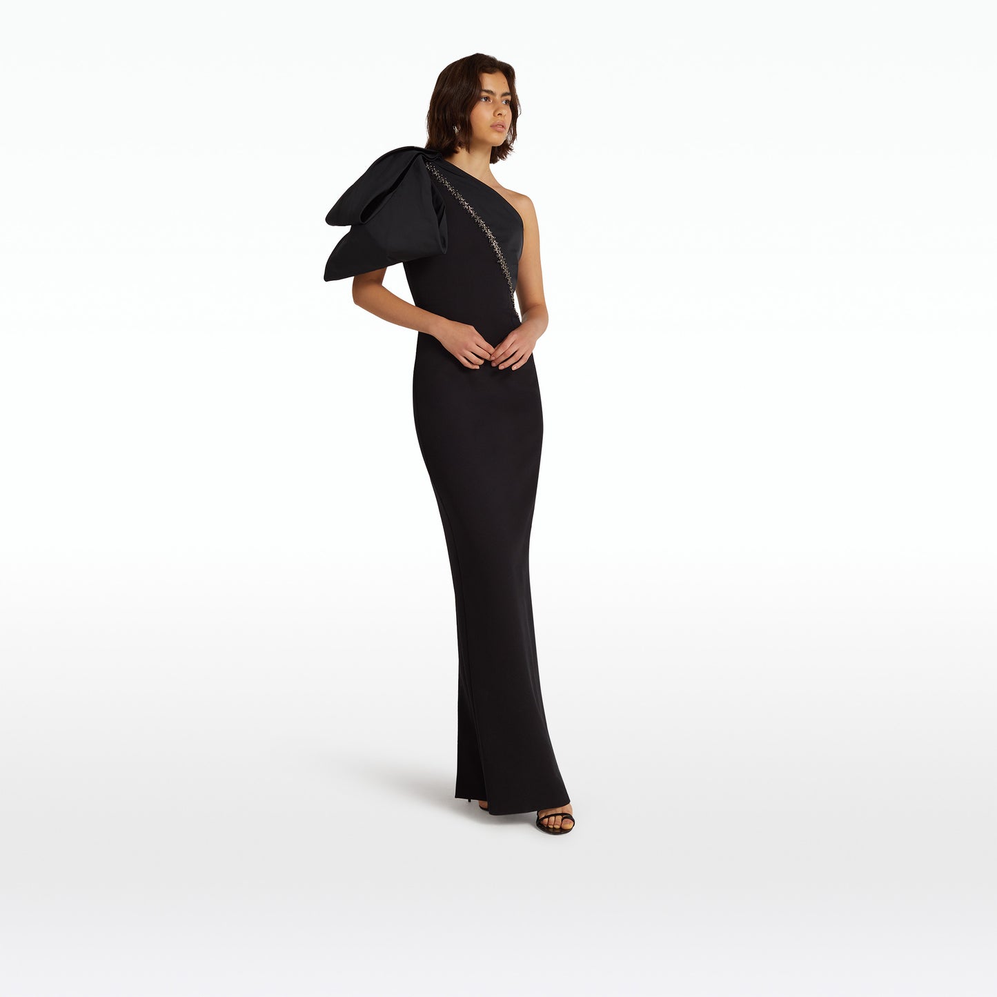 Maelys Embroidered Black Long Dress