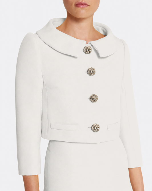 Brigitta Jacket in Ivory with Crystal