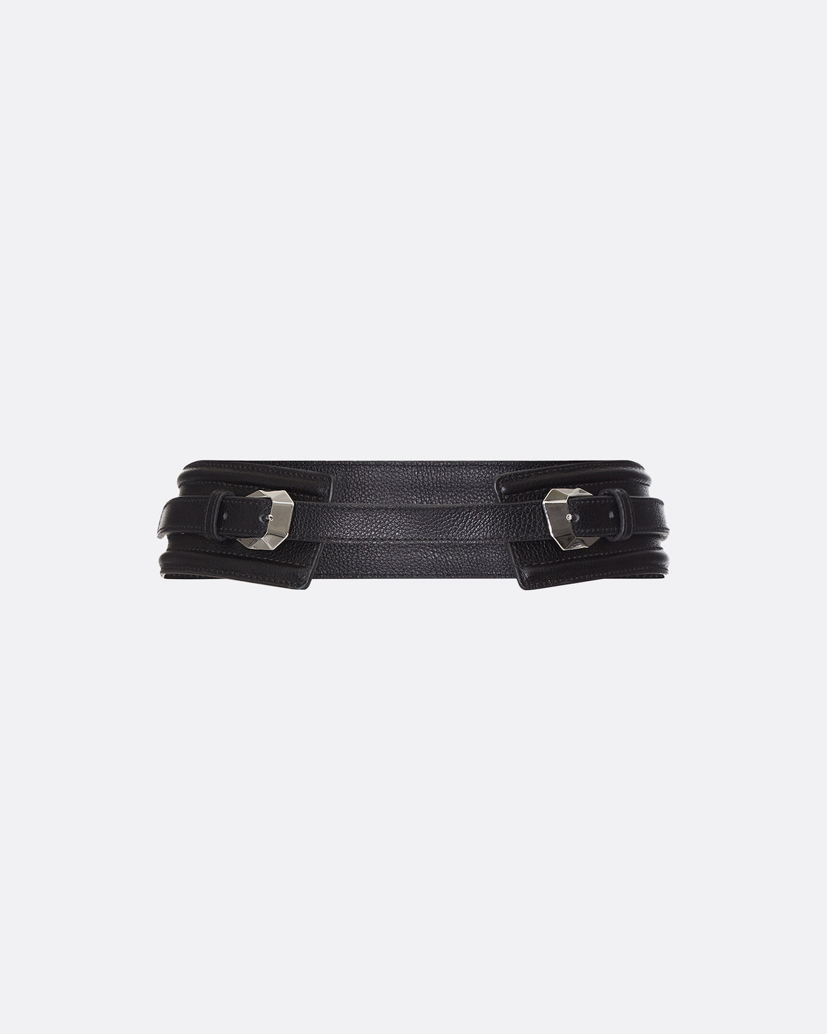 Maud Black Silver Leather Belt
