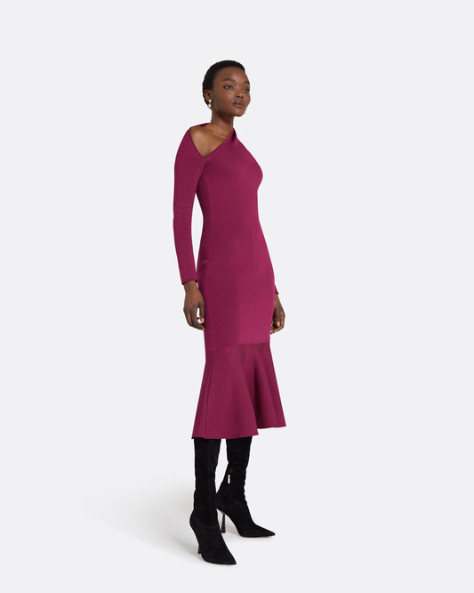 Annabel Burgundy Knit Midi Dress