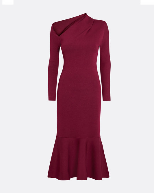 Annabel Burgundy Knit Midi Dress