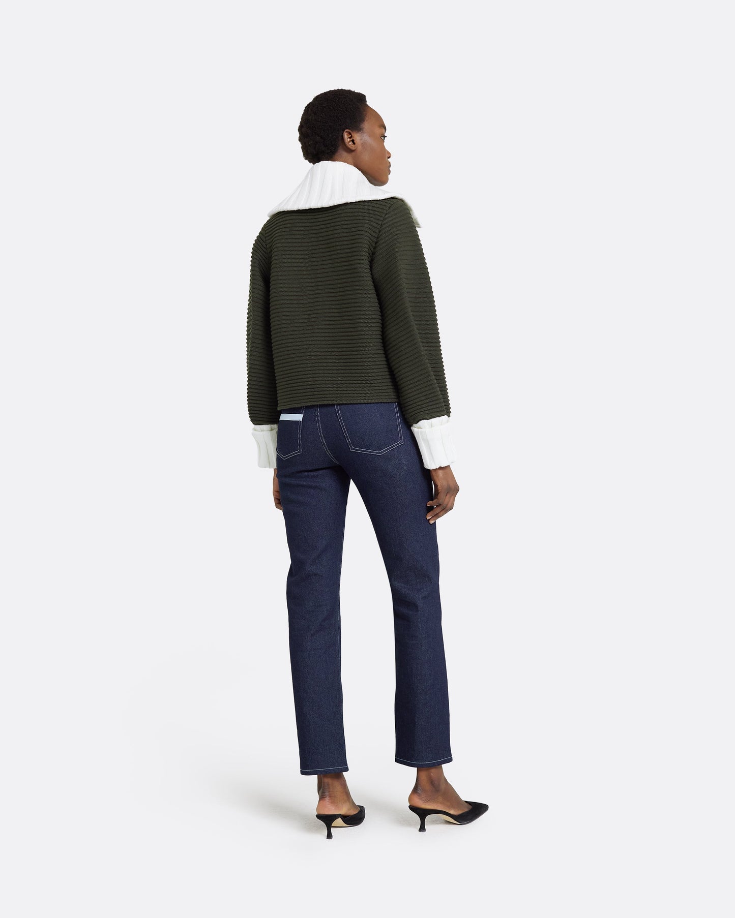 Mirielle Slate Green & Ivory Knit Cardigan