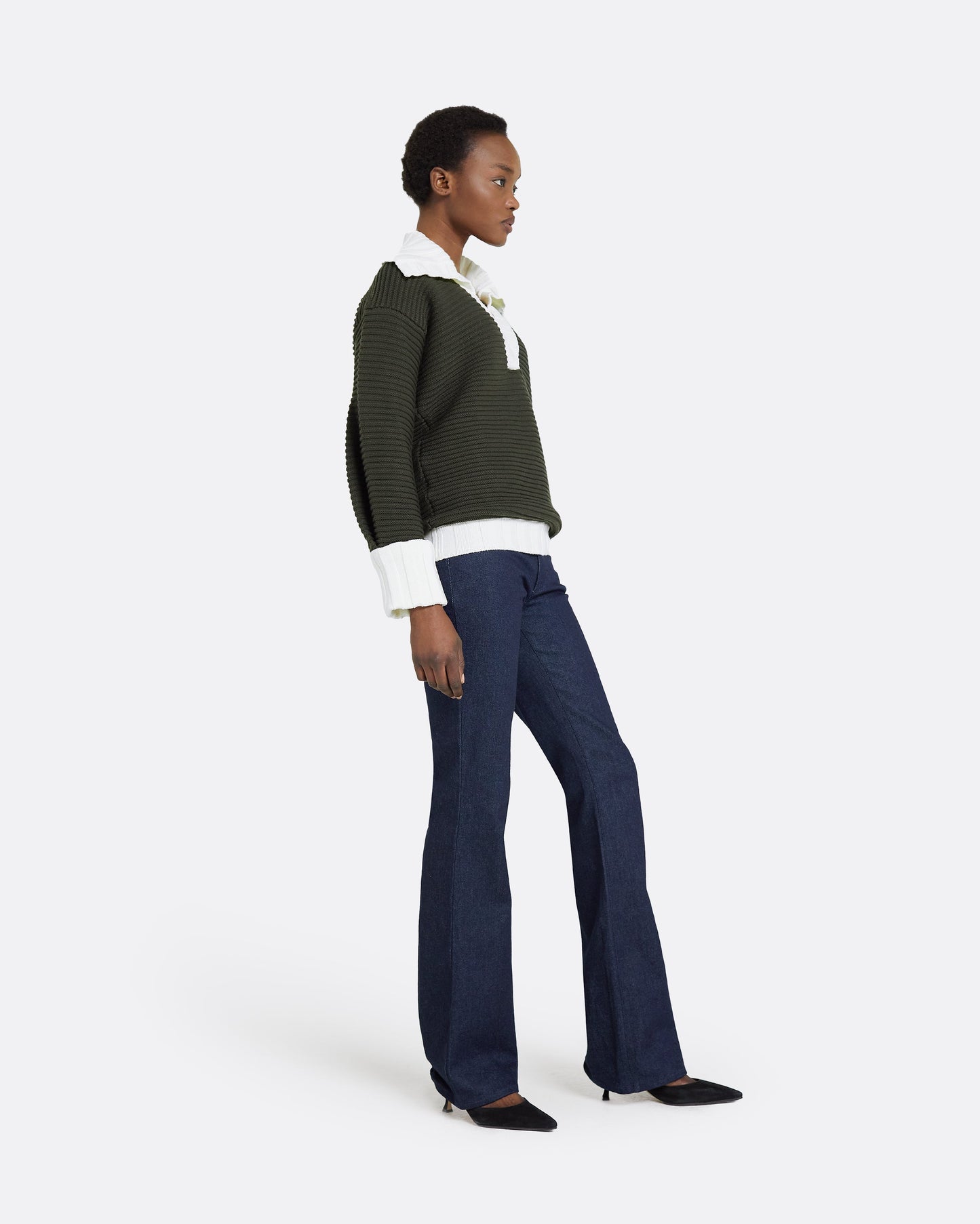 Kratos Slate Green & Ivory Knit Top