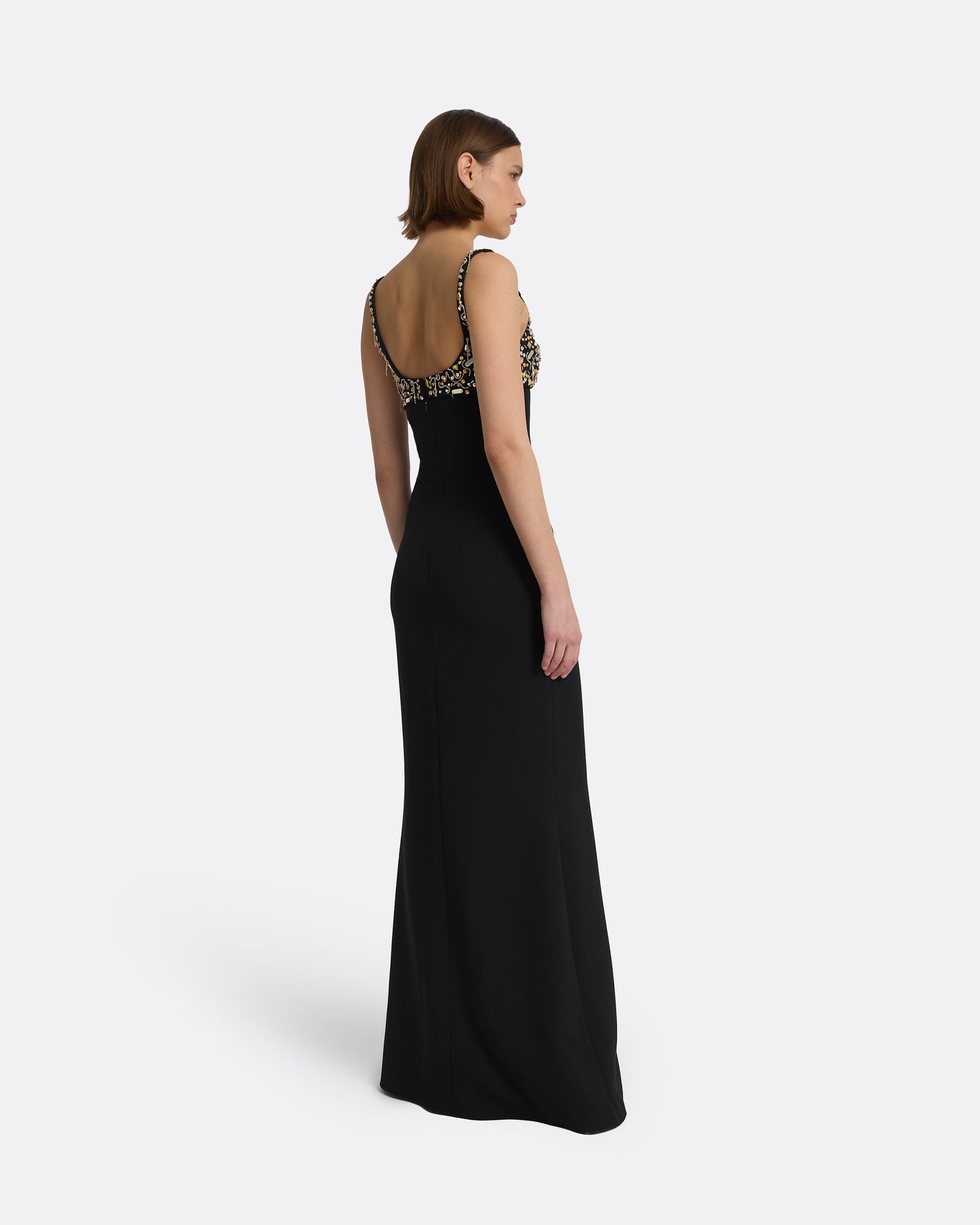 Beatriz Black & Celestial Scatter Embroidery Long Dress