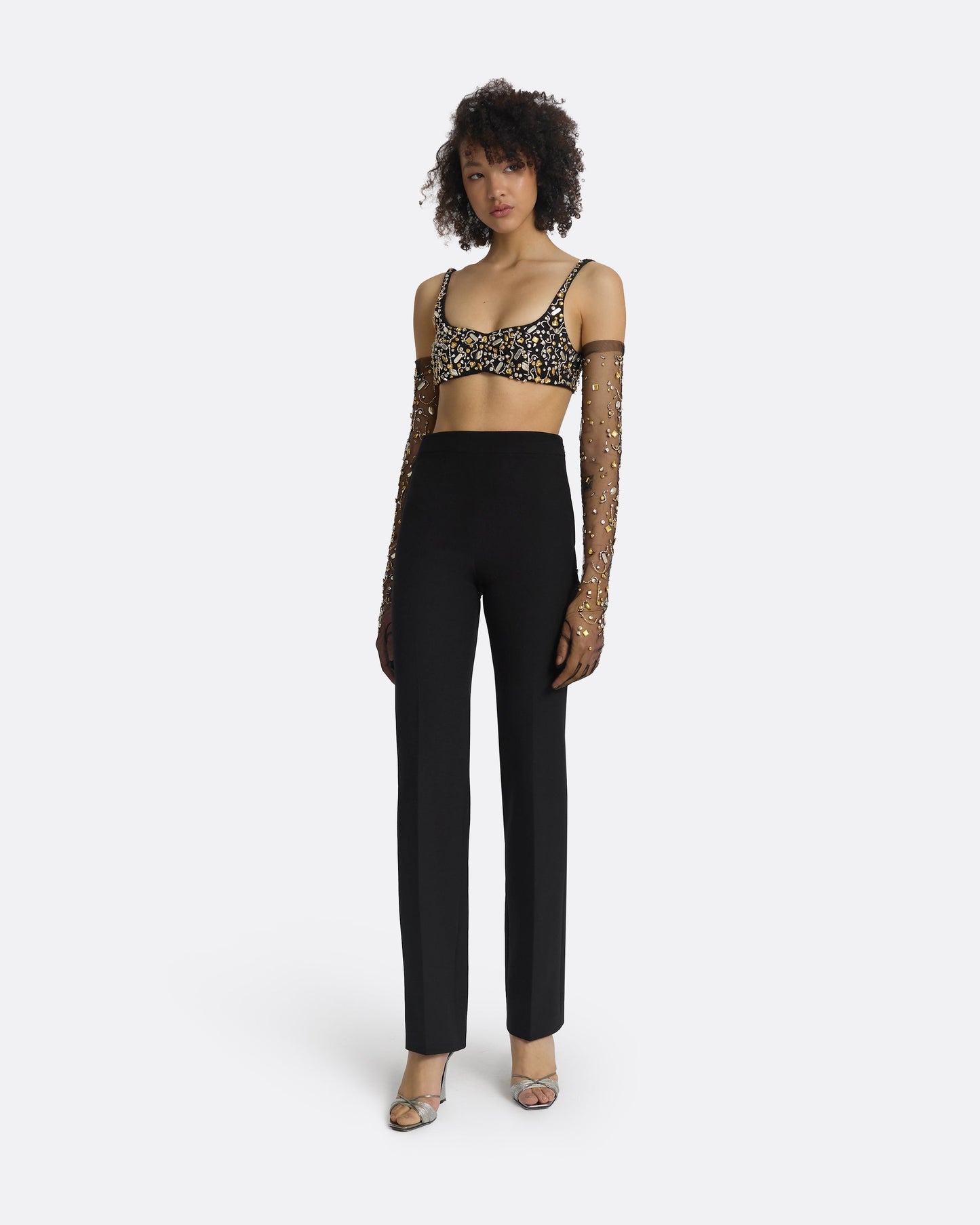 Sophe Black & Celestial Scatter Embroidery Top