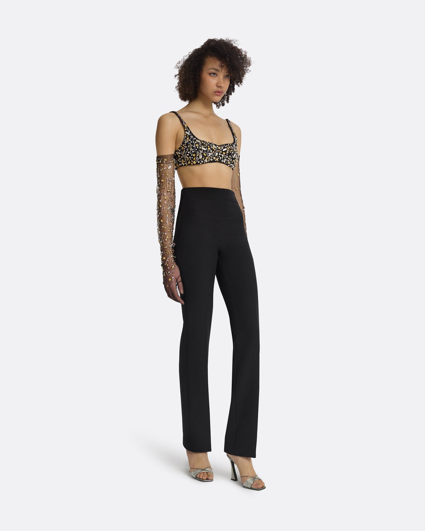 Sophe Black & Celestial Scatter Embroidery Top