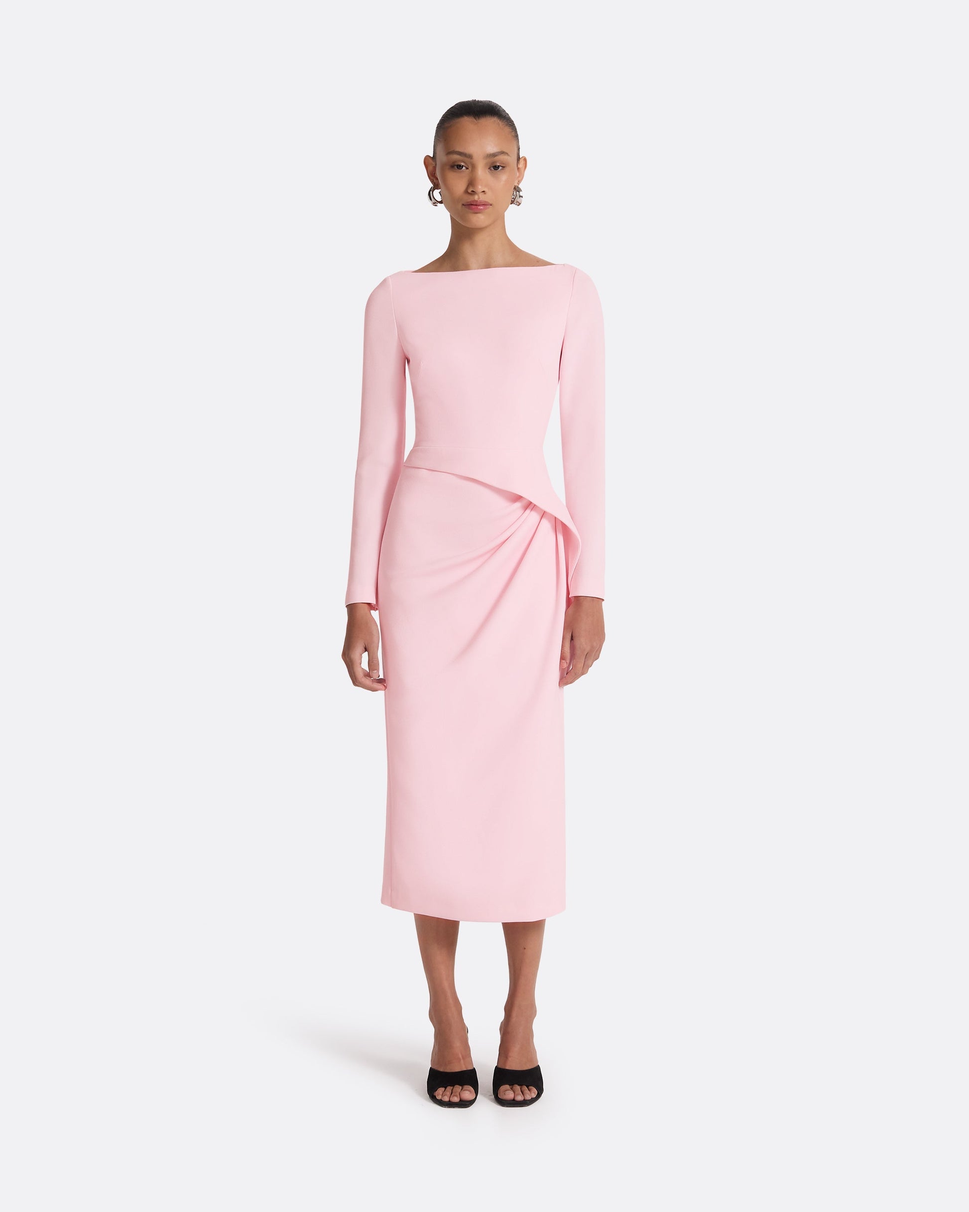 midi pink peony dress women Pink Peony Midi Dress- Pink/White