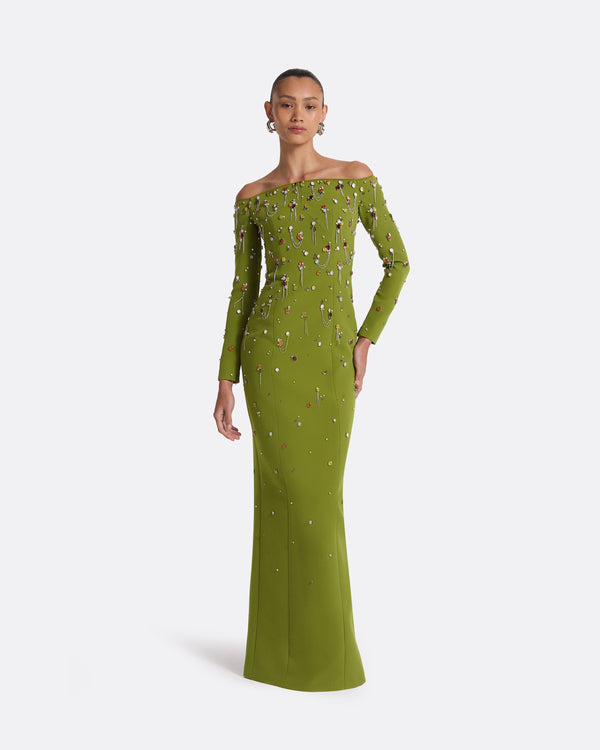 slim fit dress slacks Harley Long Dress in Moss Green FR48 - US16 main image 1