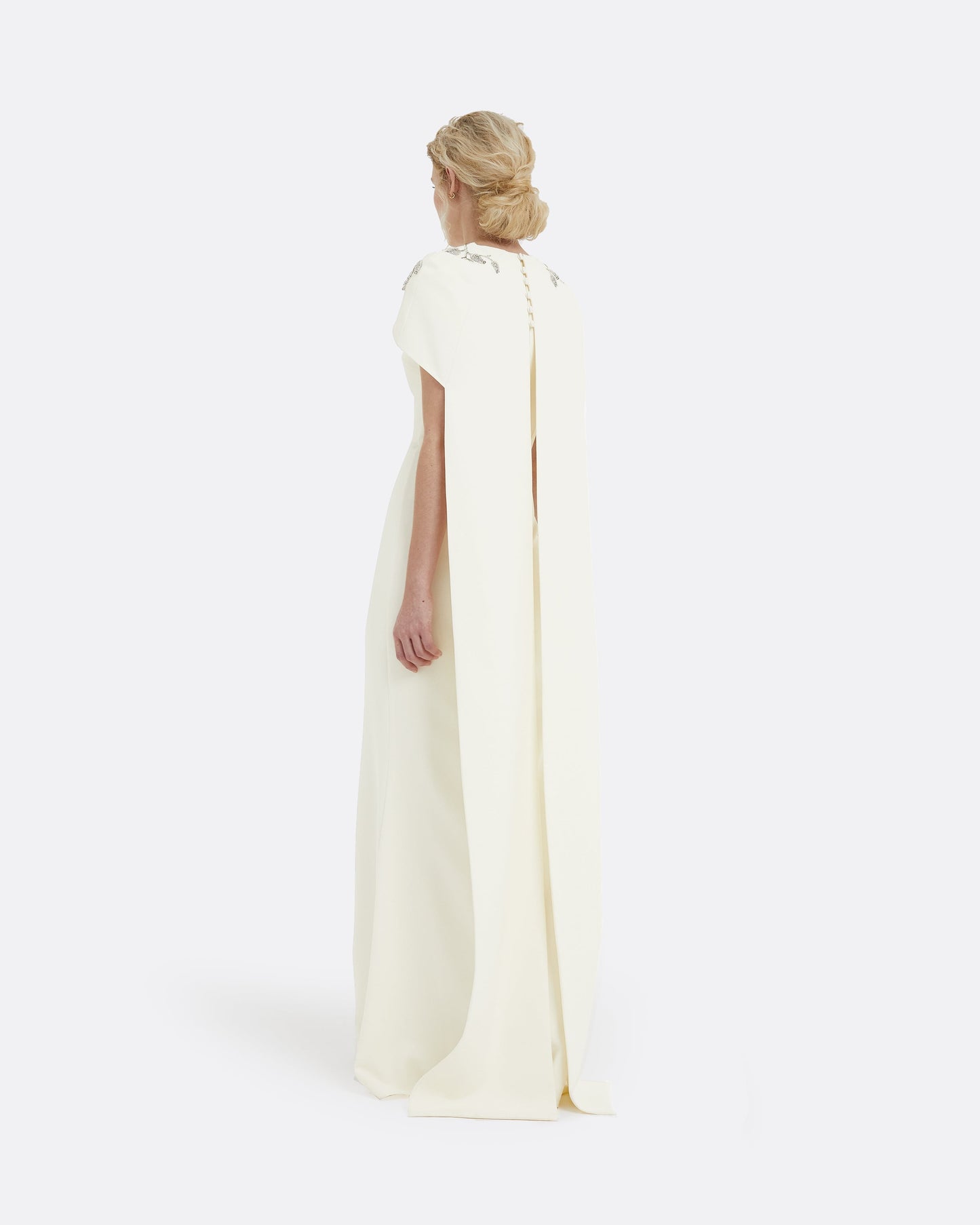Ginkgo Flower Bud Embroidered Ivory Dress
