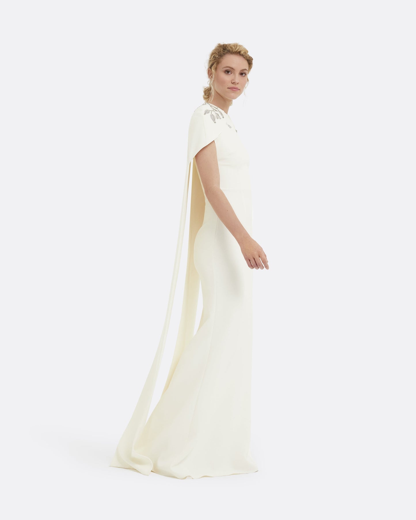 Ginkgo Flower Bud Embroidered Ivory Dress