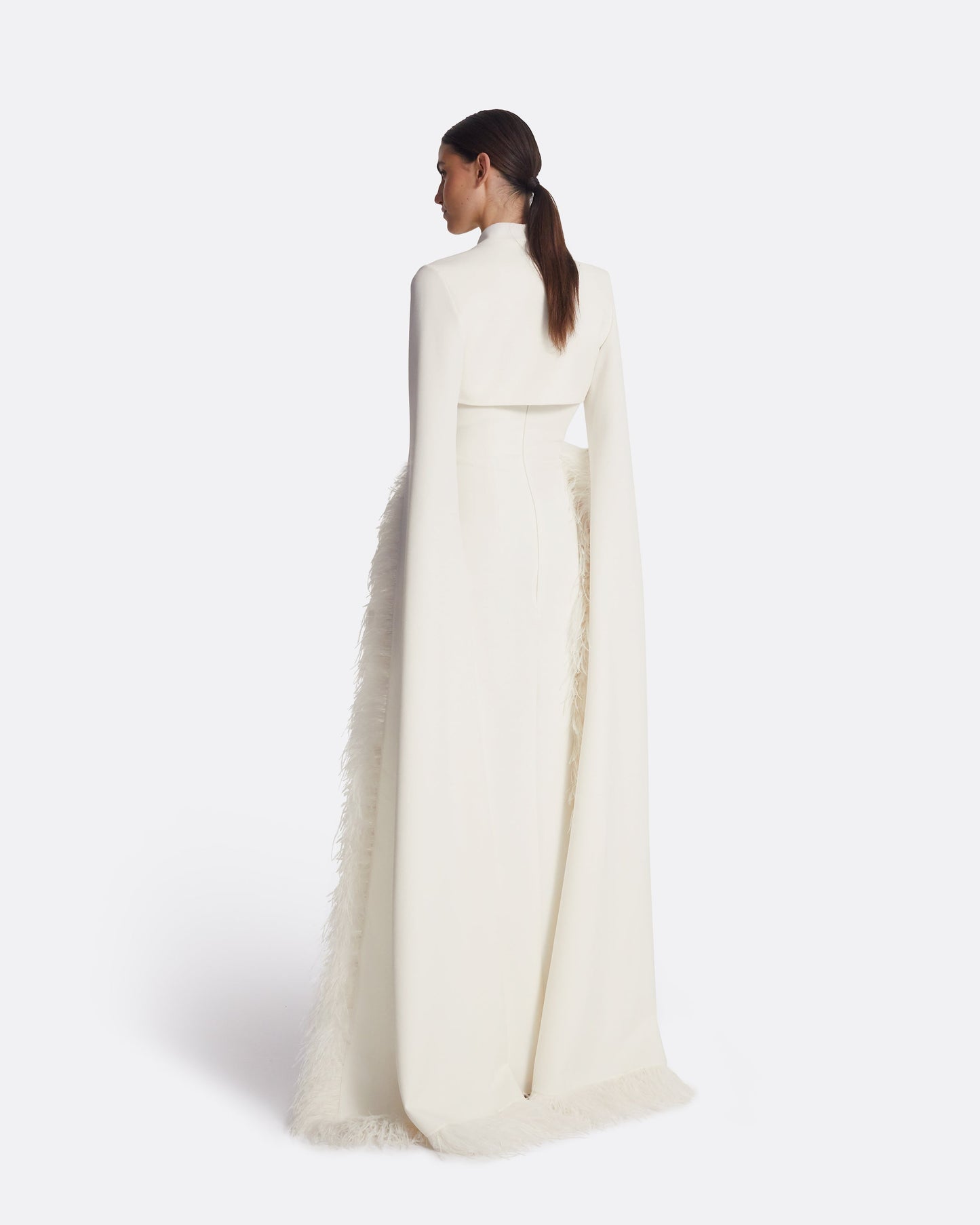 Amari Ivory Feather-Trimmed Bolero And Soshin Dress