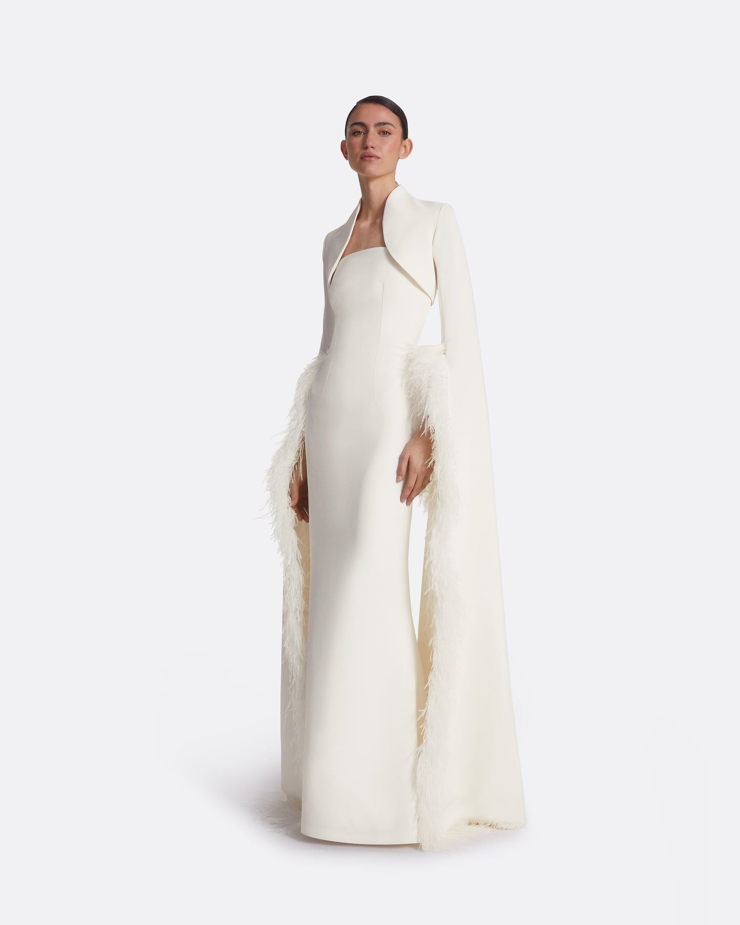 Amari Ivory Feather-Trimmed Bolero And Soshin Dress