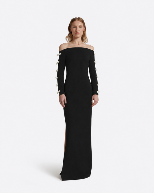 Morag Long Dress in Sorbet on Black