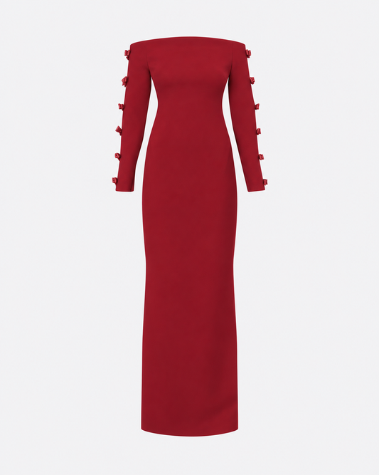 Morag Long Dress in Rhubarb