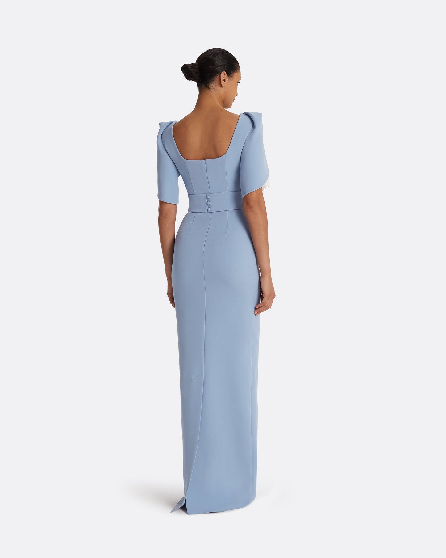 Dara Blue Ash Long Dress – Safiyaa London