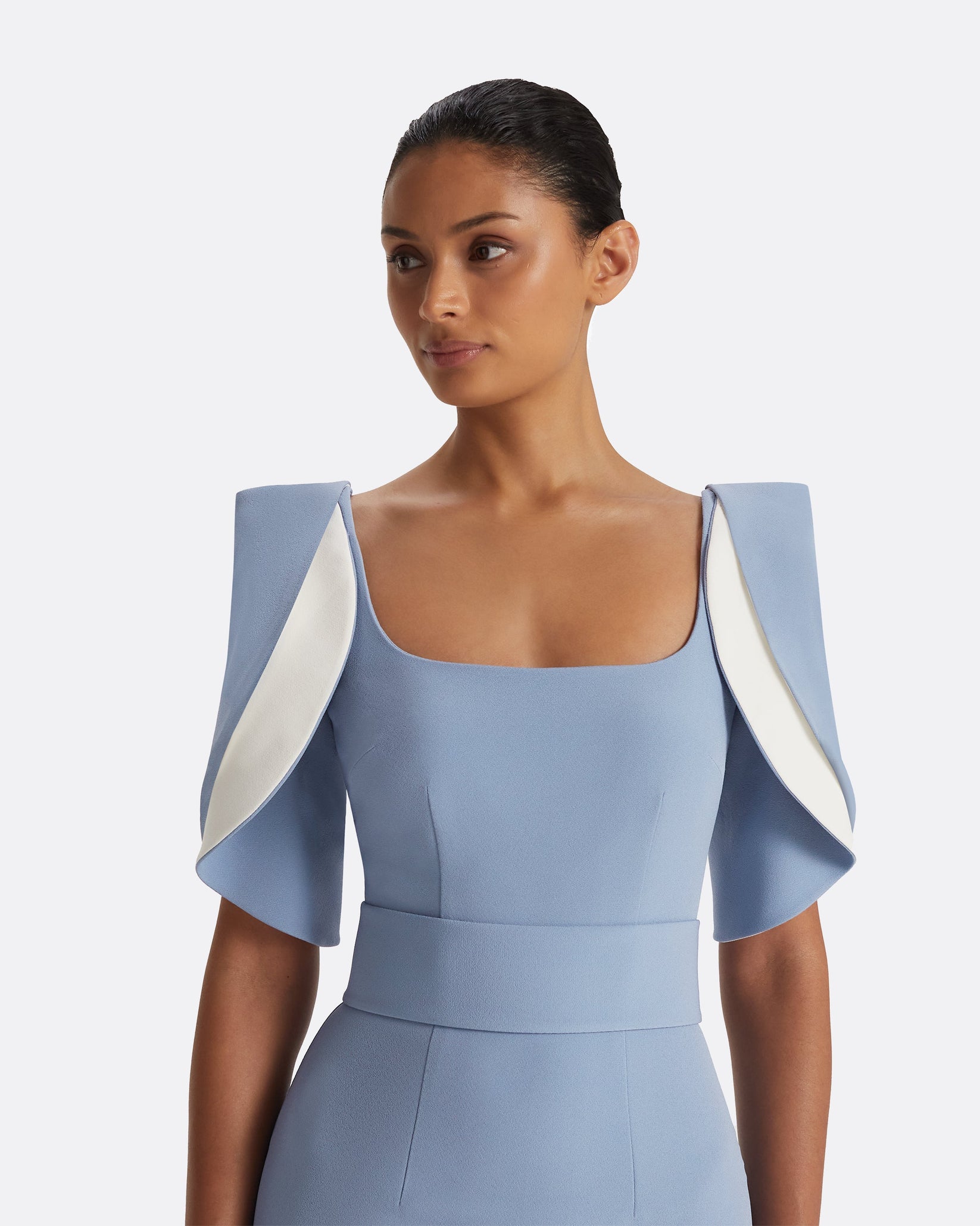 Dara Blue Ash Long Dress – Safiyaa London