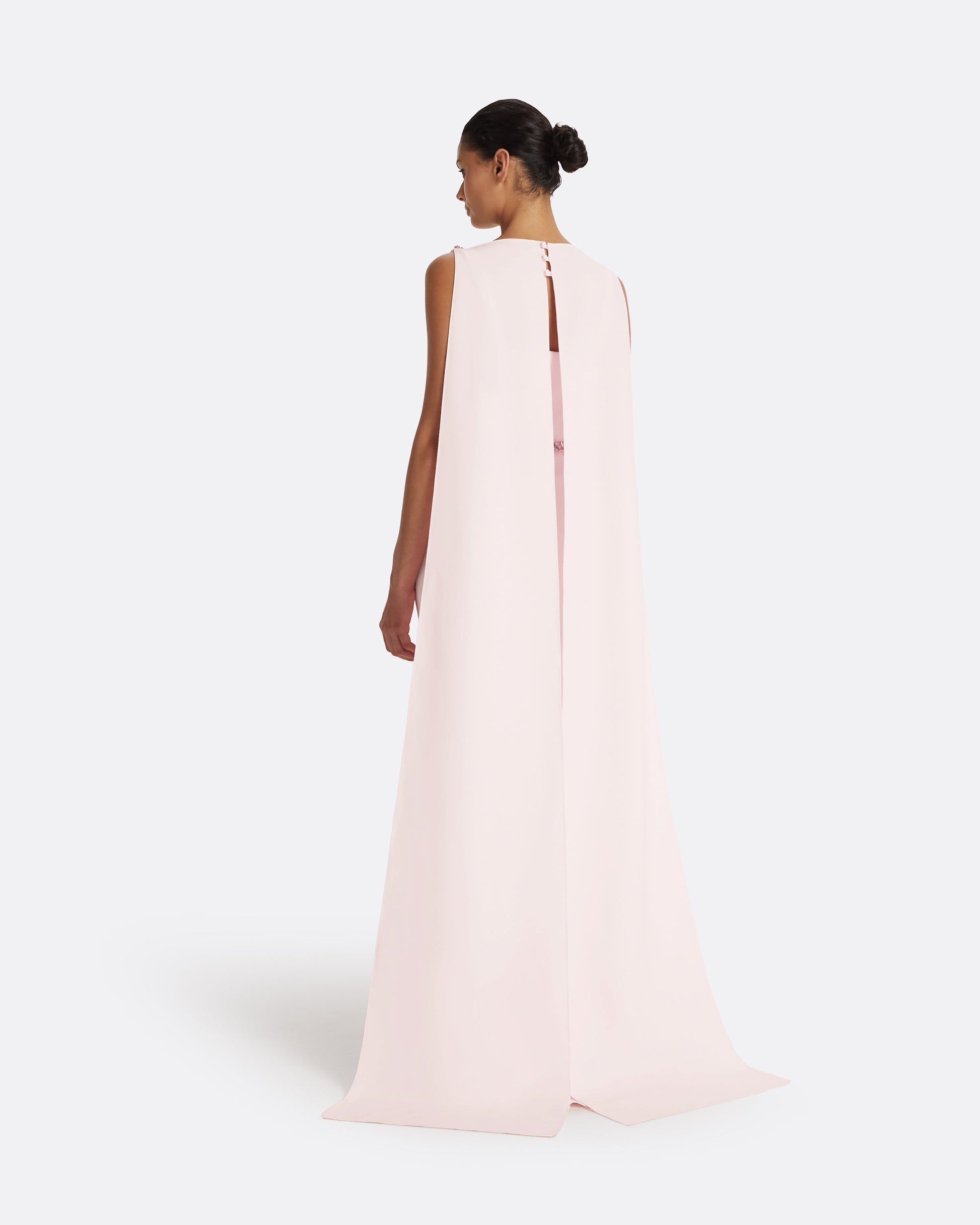 safiyaa pink dress with cape Yuna caped embellished gown in pink - Safiyaa