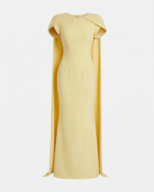 Ginkgo Long Dress in Pale Yellow
