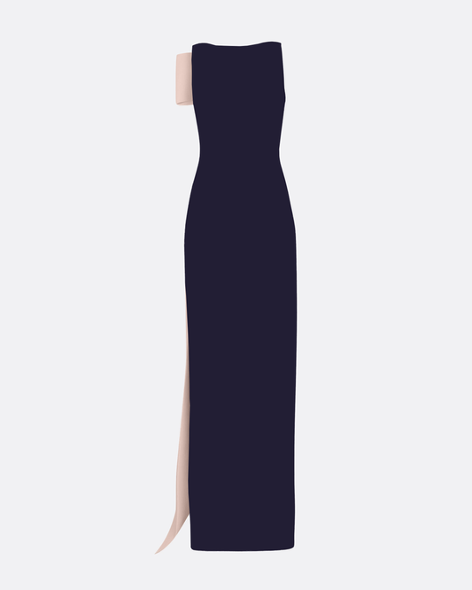 Celestia Long Dress in Azurite & Pale Pink