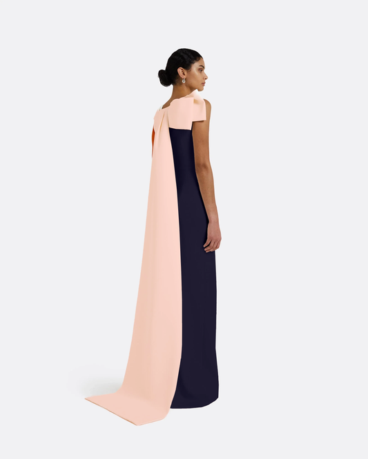 Celestia Long Dress in Azurite & Pale Pink