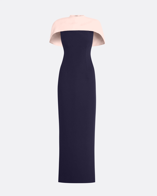 Kalika Long Dress in Azurite & Pale Pink