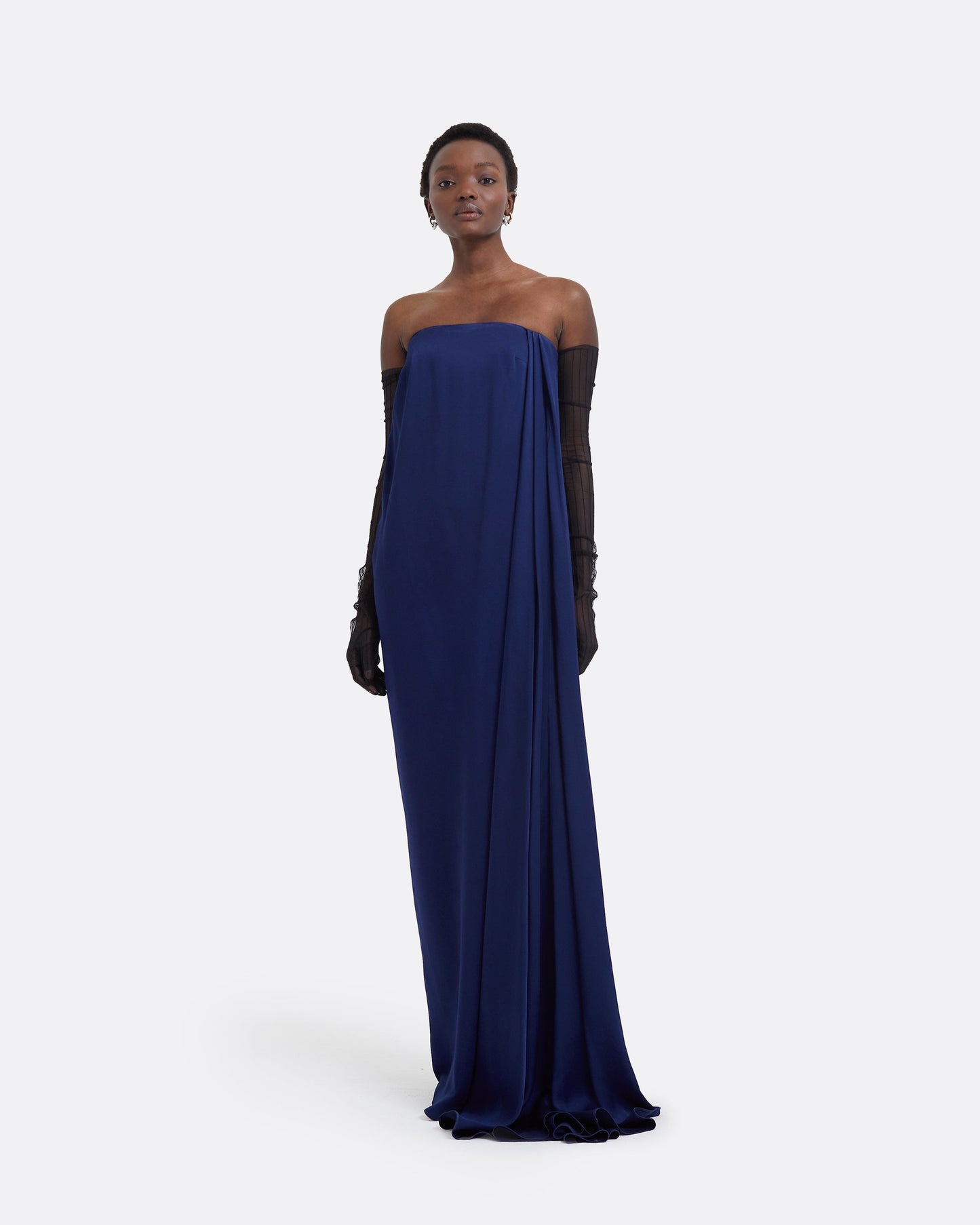 Ari Black Pintucked Tulle Gloves