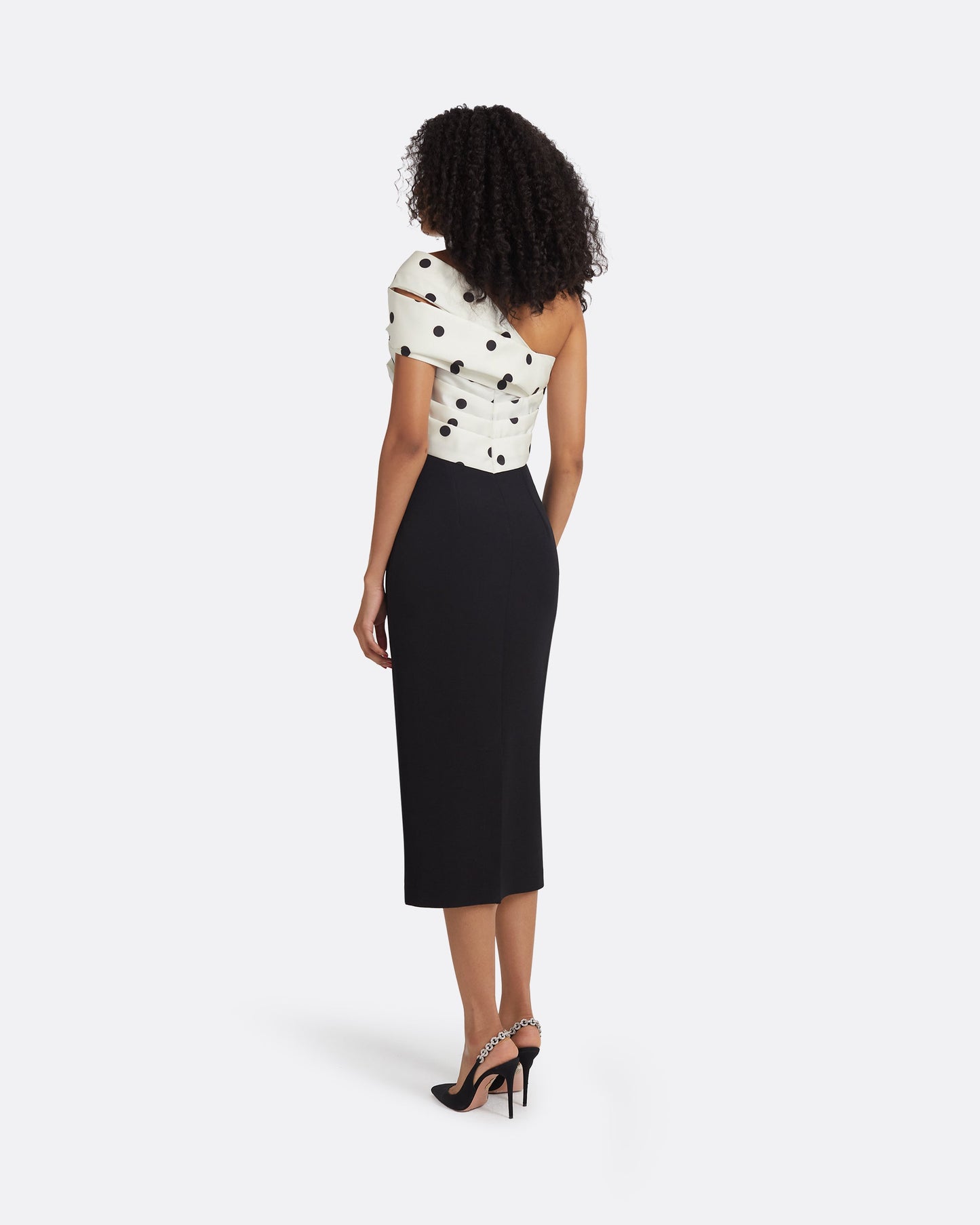 Bushra Black & Egret/ Black Midi Dress