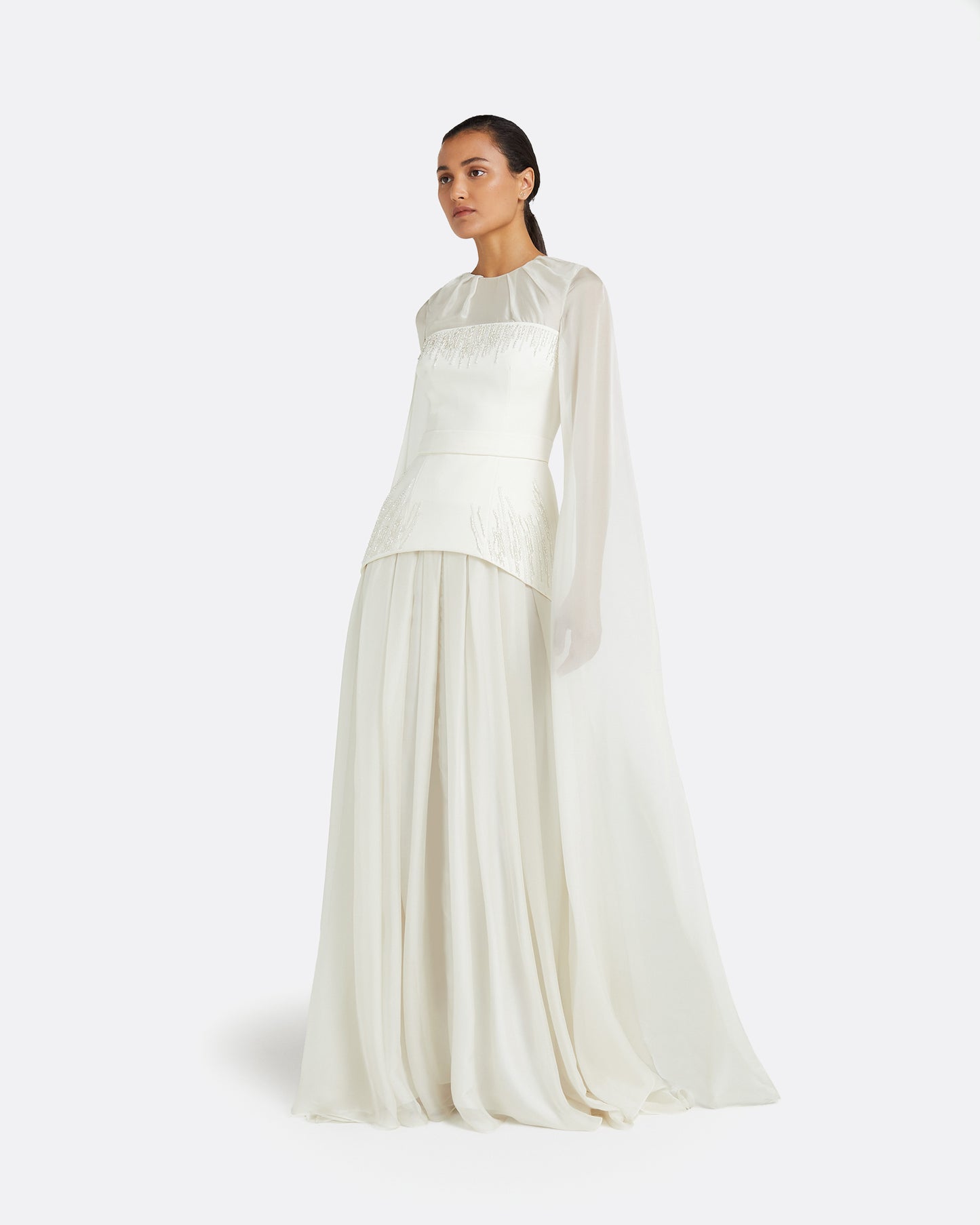 Gloria Ivory Long Dress