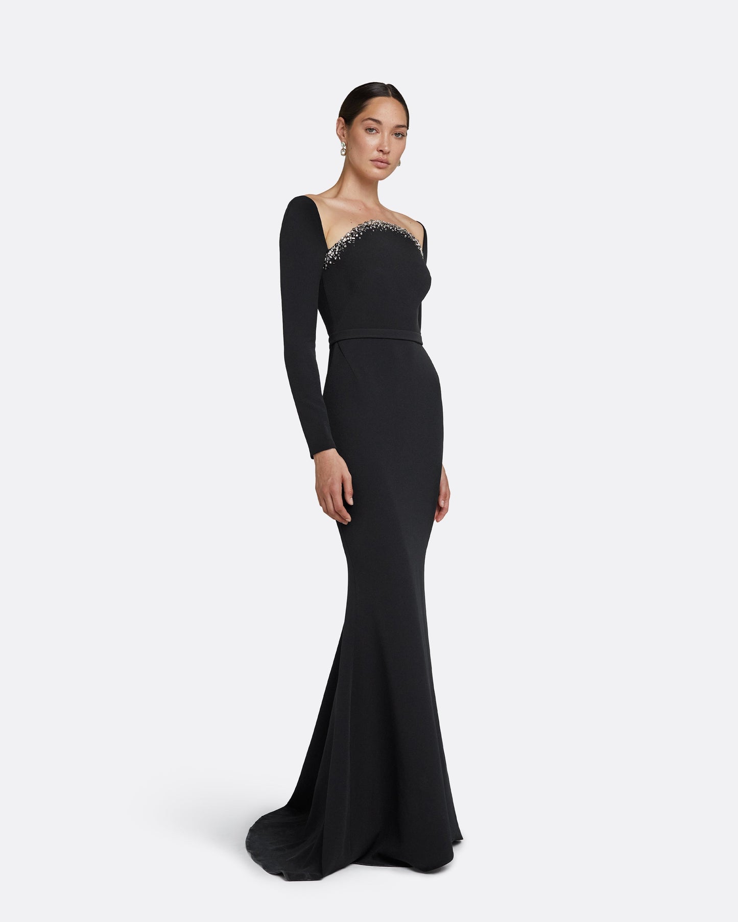 Heidi Black Embroidered Long Dress
