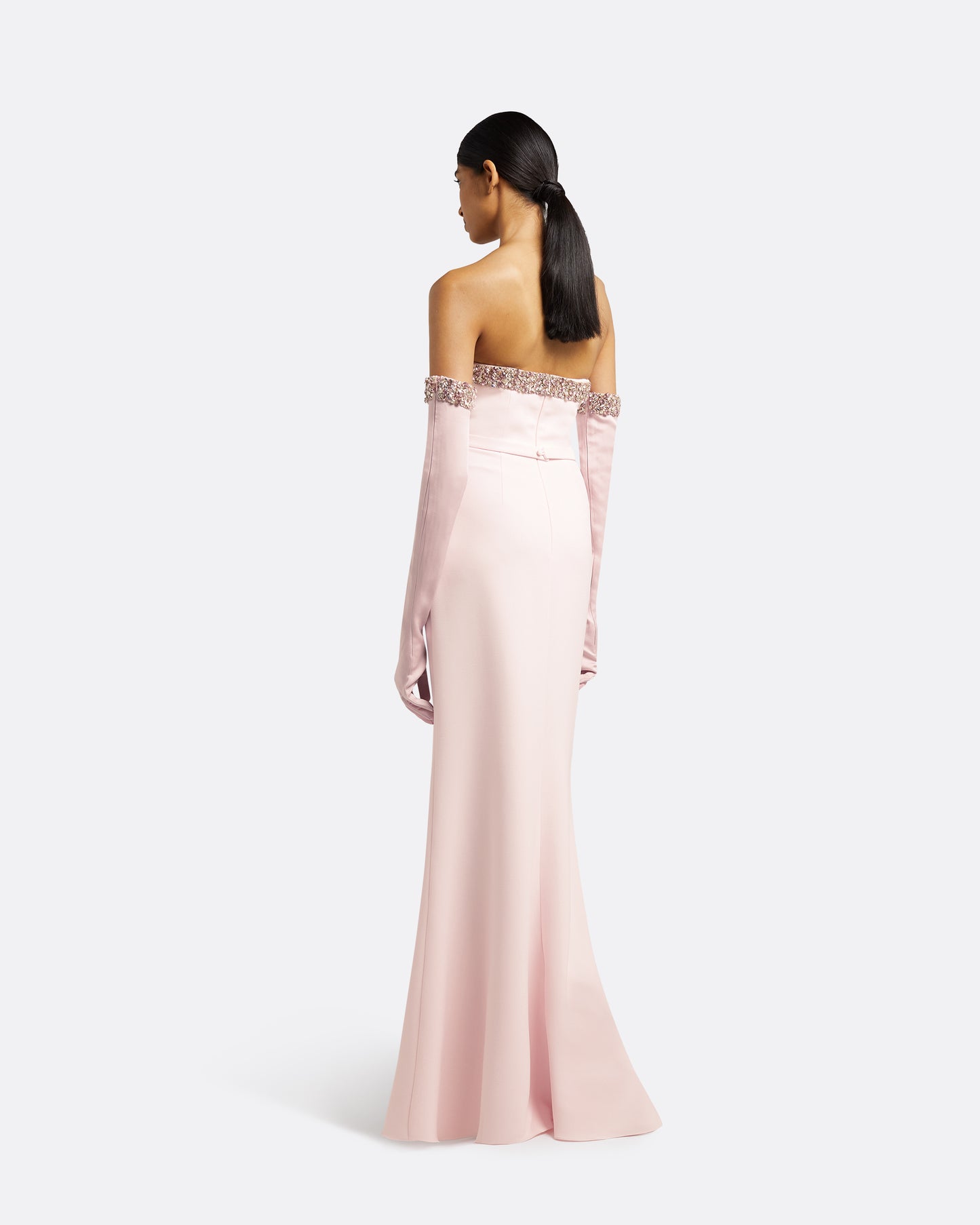 Donatella Barely Pink Long Dress With Antonia Gloves