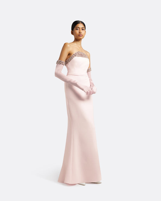 Donatella Barely Pink Long Dress With Antonia Gloves