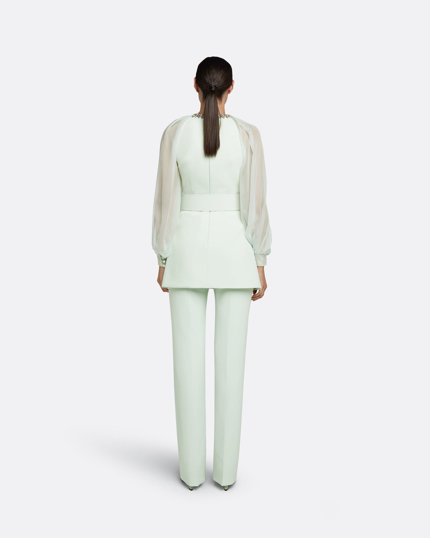 Caoimhe Spearmint Top With Embroidered Belt