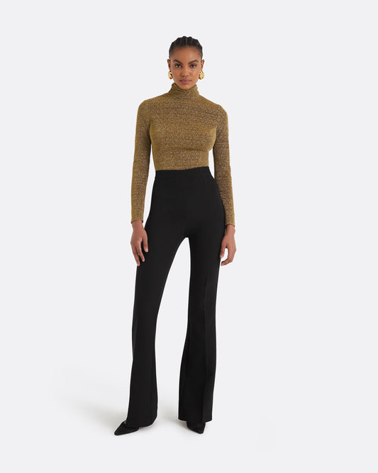 Alexa Black Heavy Crepe & Satin Trousers
