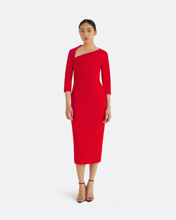 safiyaa Duan Cherry Red Midi Dress | Clothing