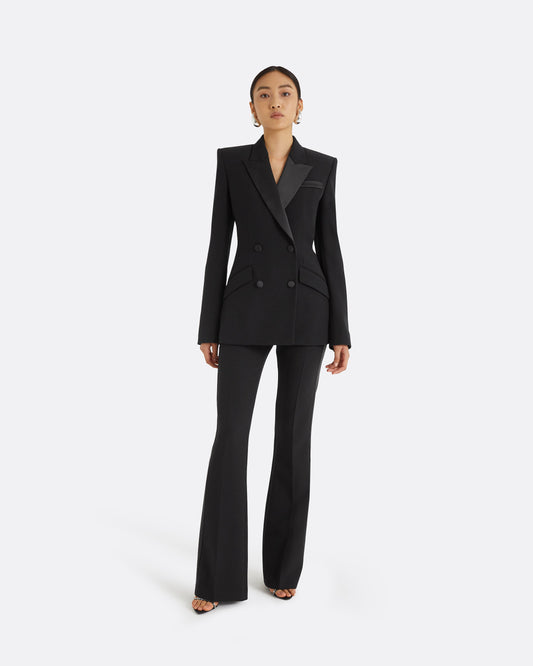 Alexa Black Heavy Crepe & Satin Trousers