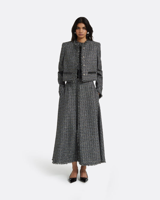 Maeva Metalllic Greyscale Midi Dress