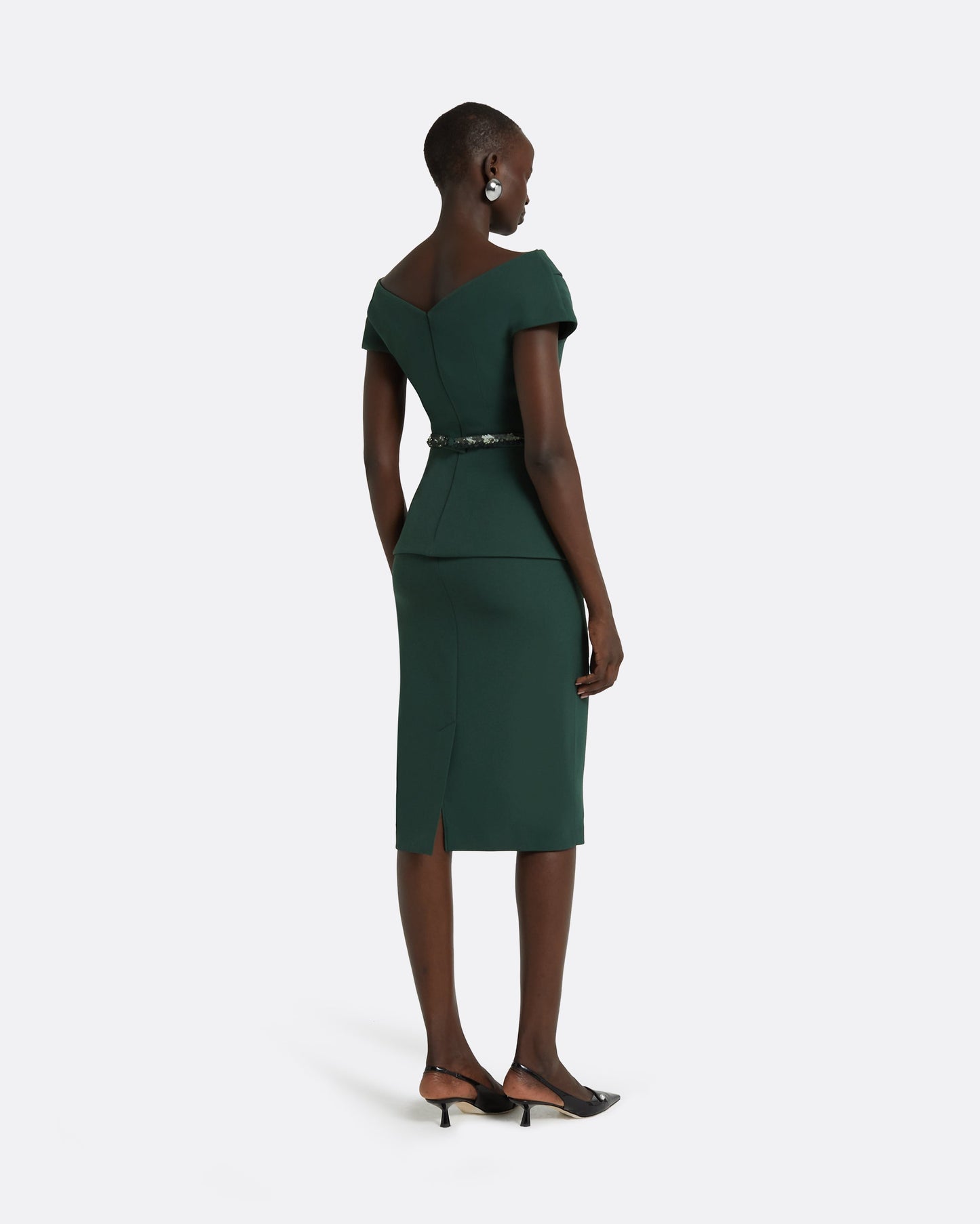 Aliye Darkest Spruce Top With Embroidered Belt