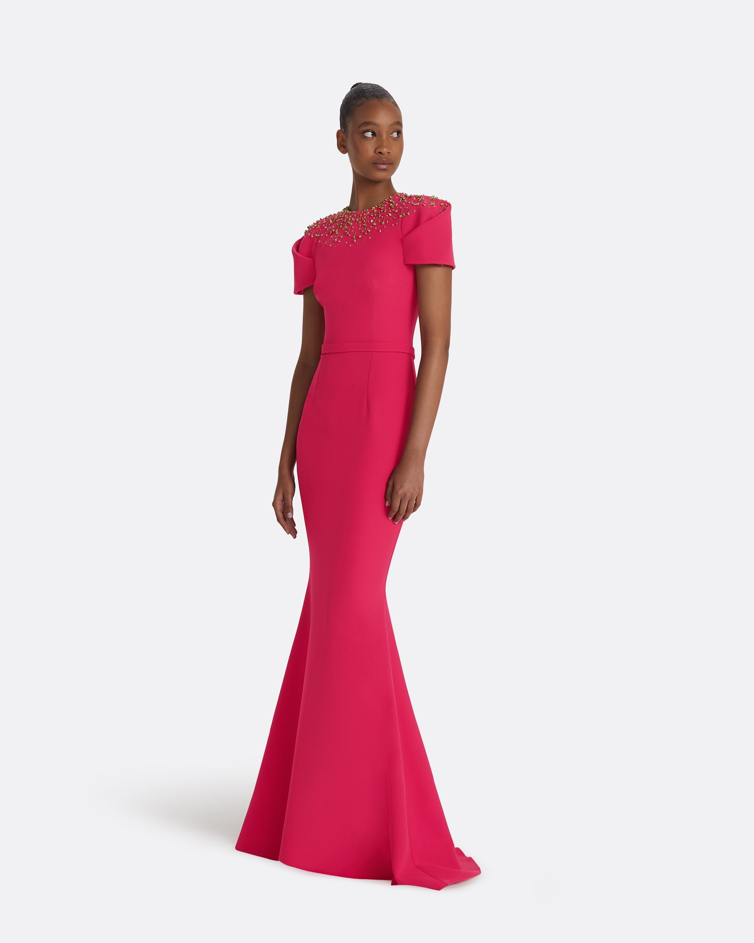 Raspberry evening gown store