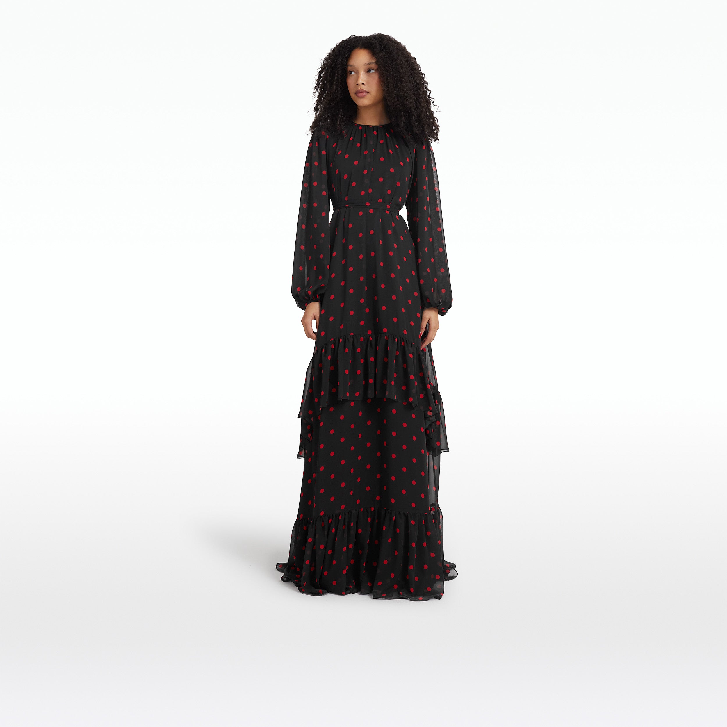Affiyah Black & Lacquer Red Long Dress