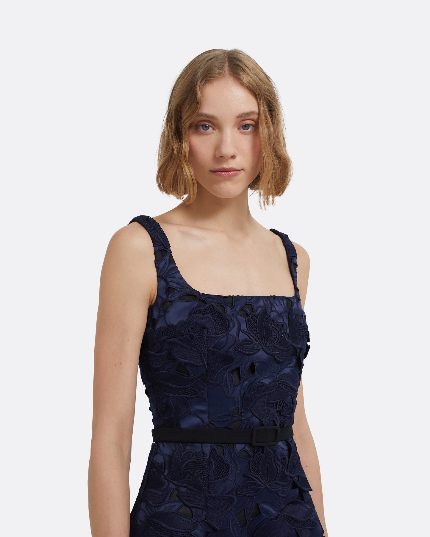 Marnie Midi Dress in Black and Navy