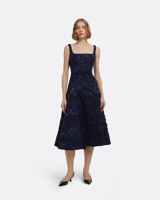 Marnie Midi Dress in Black and Navy