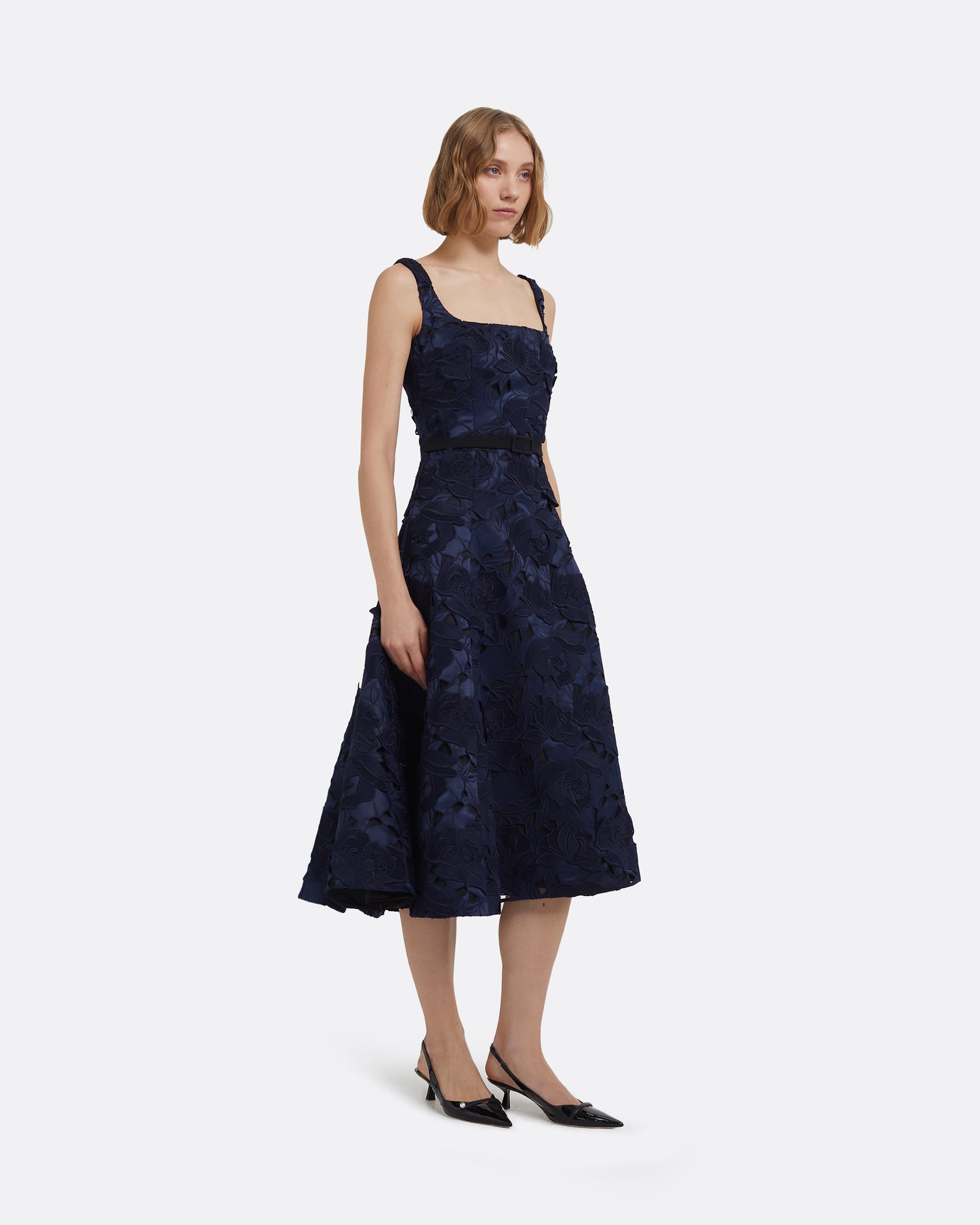 Marnie Midi Dress in Black and Navy