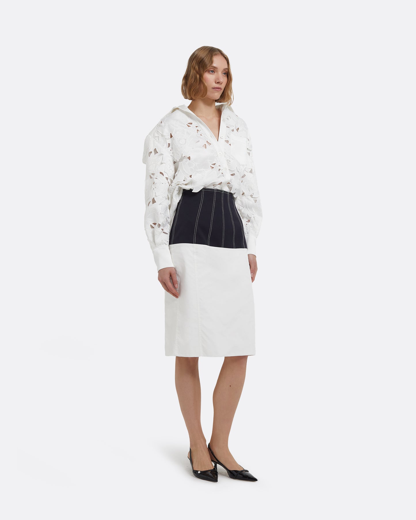 Gemma Skirt in Midnight Navy and Ivory