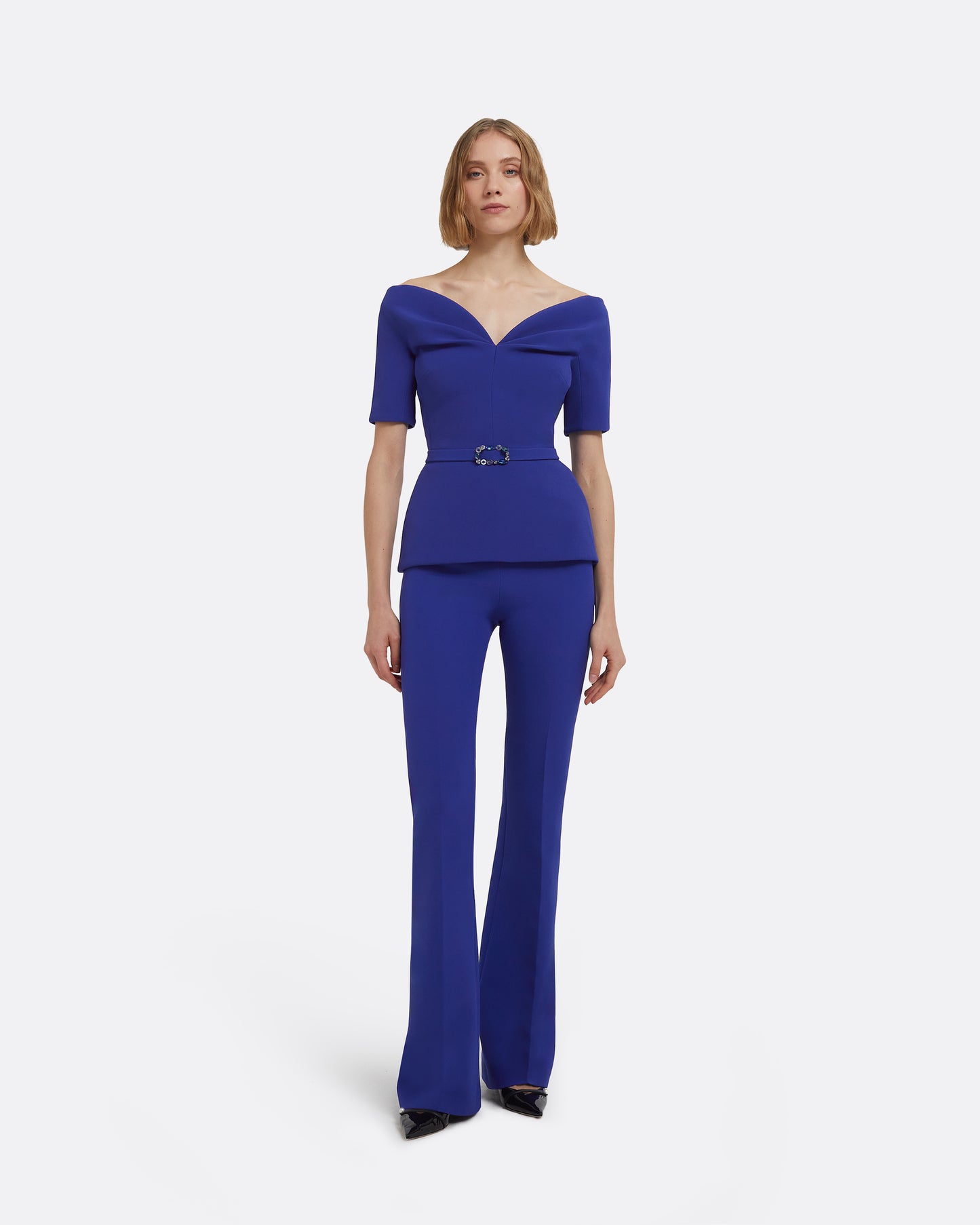 Lyddie Tops in Skiathos Blue with Multi-Blues Belt