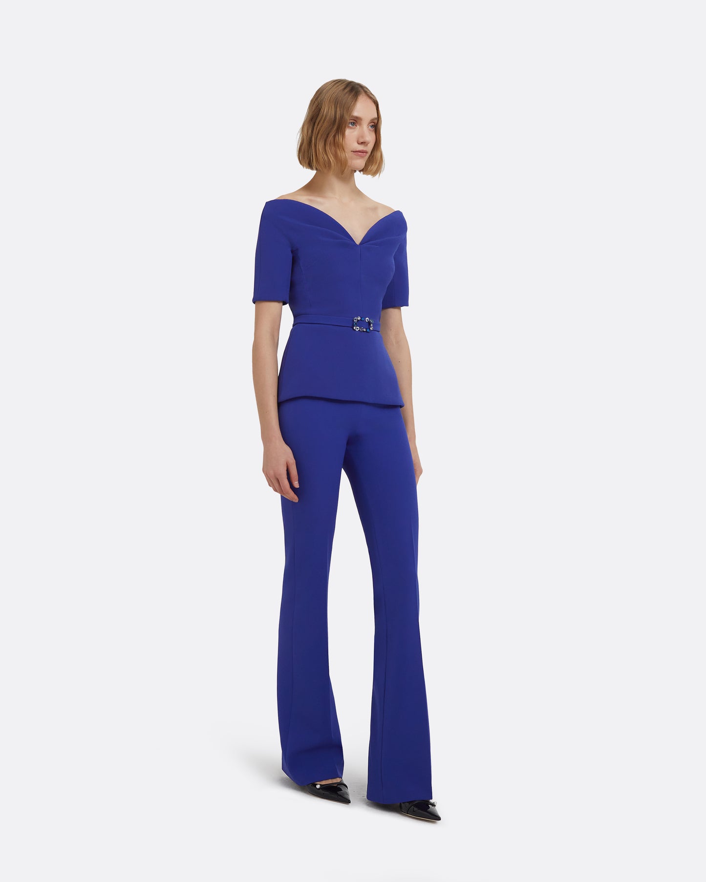 Lyddie Tops in Skiathos Blue with Multi-Blues Belt