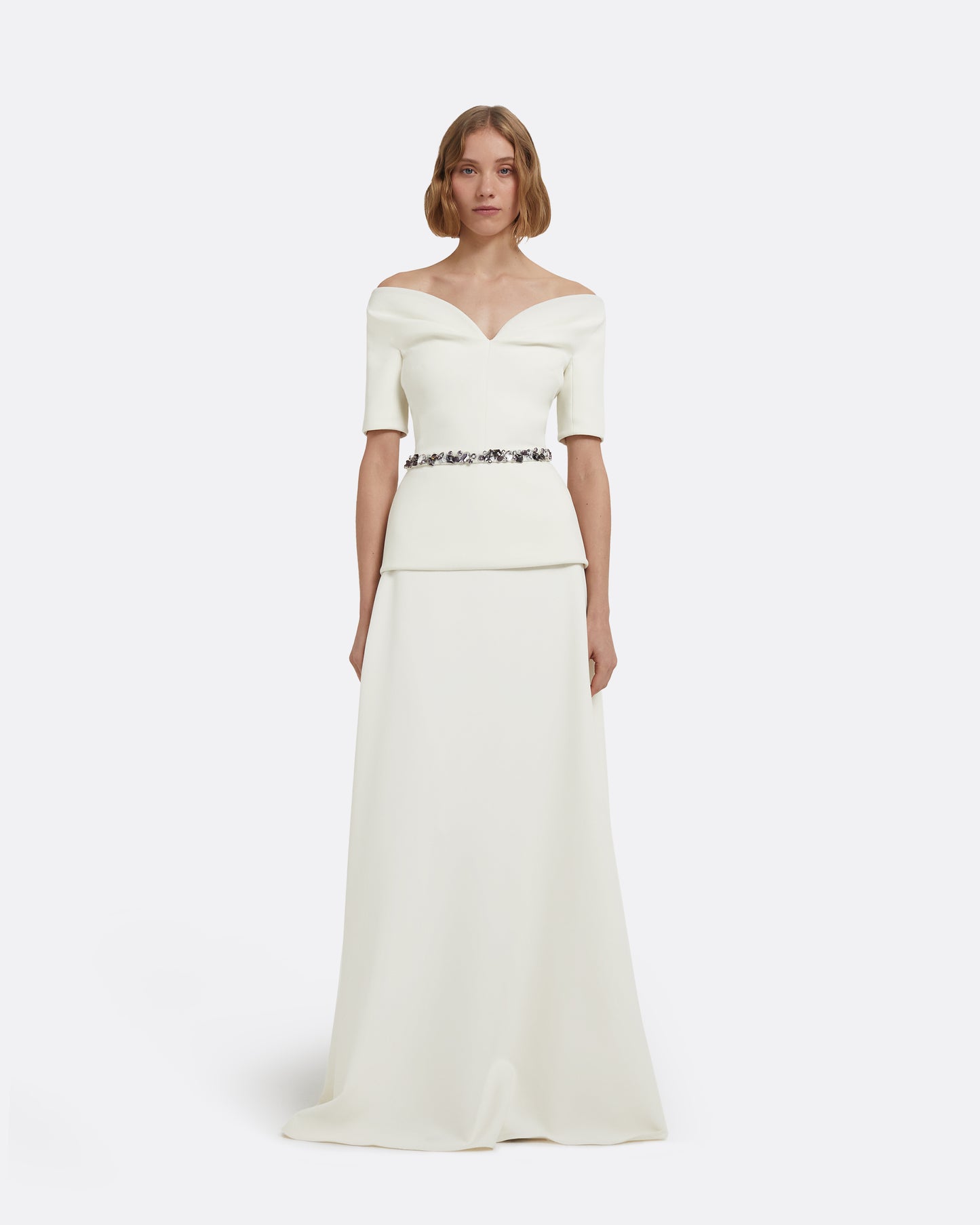 Lyddie Top in Ivory with Embellished Belt